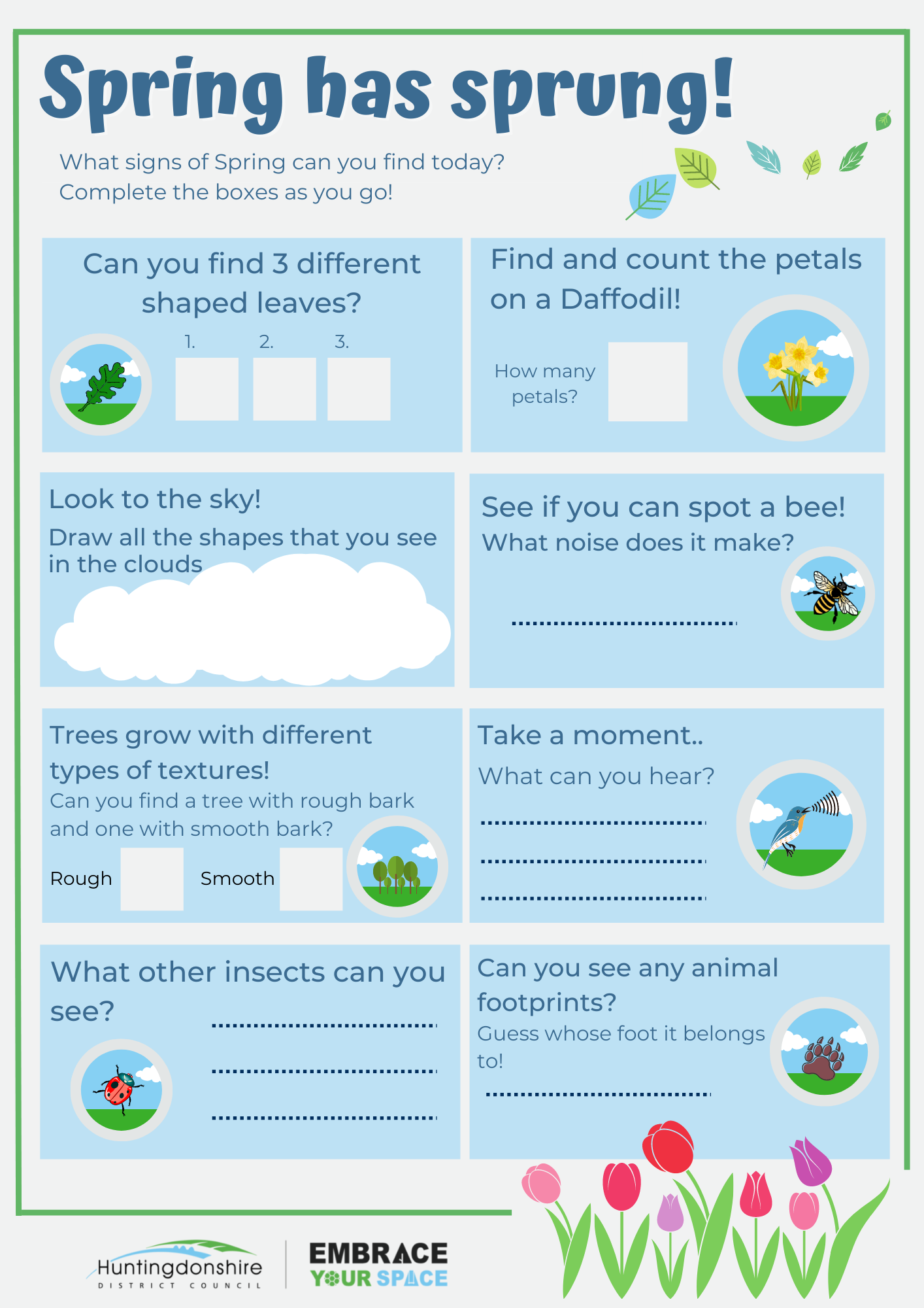 Spring has sprung activity sheet